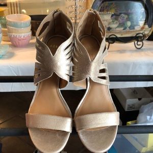 Aerin rose gold strappy heels